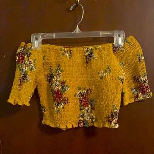 Angies crop ribbed off the shoulder tee Size Small
